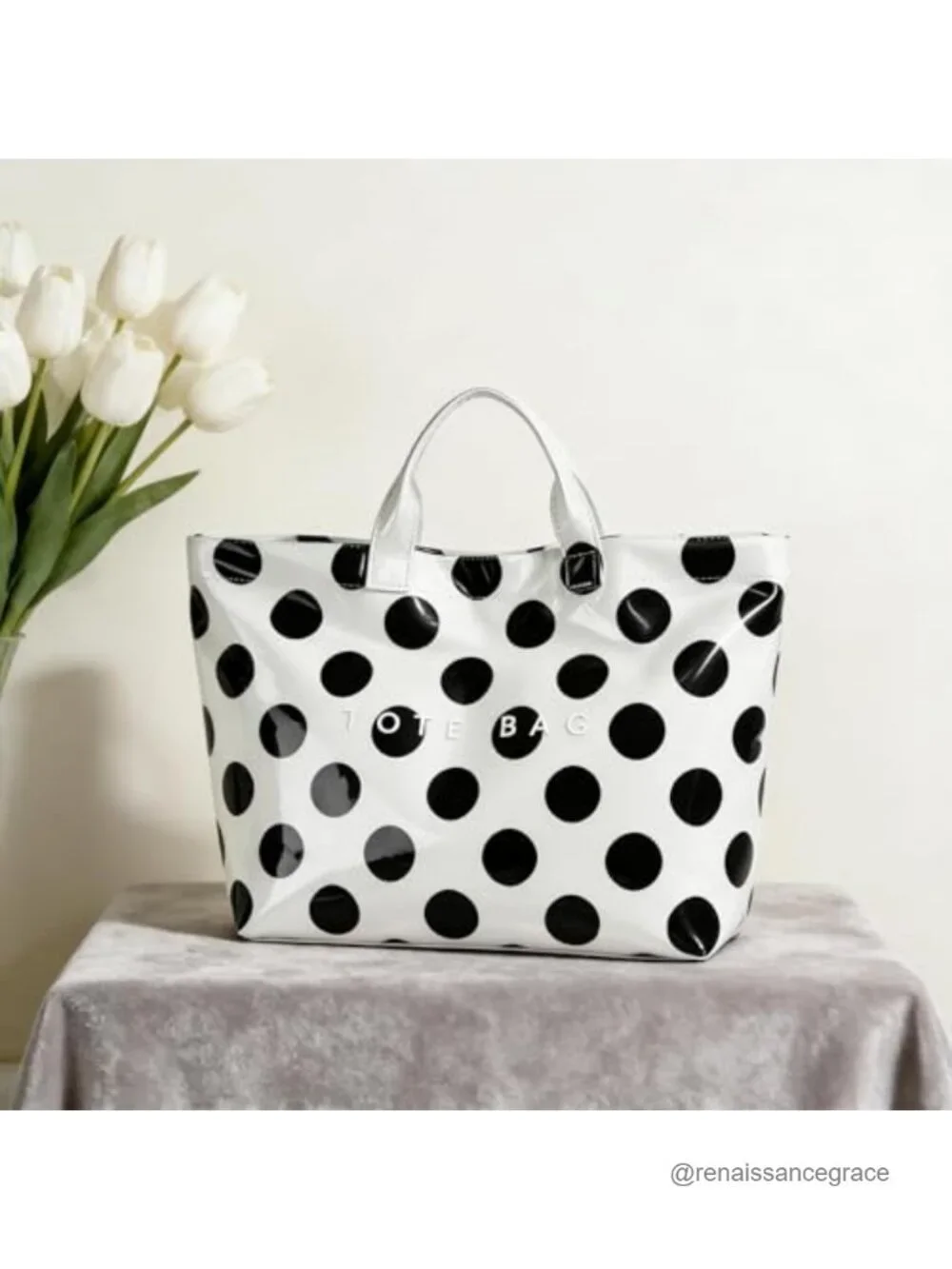 Waterproof PVC Tote Bag Large Stripe Oversize Hobo Top Handle Travel Shopper